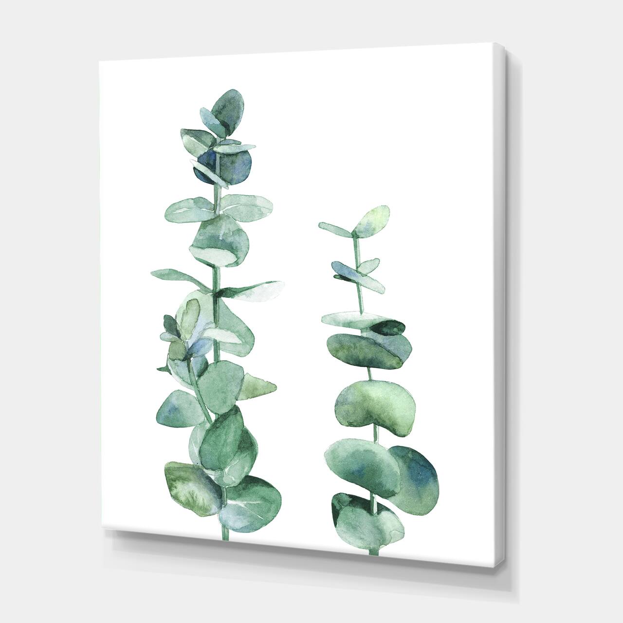 Designart - Silver Blue Eucalyptus Branch - Tropical Canvas Wall Art Print